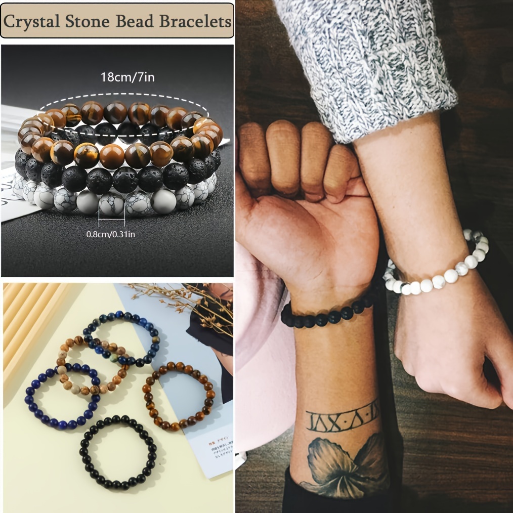 Women's 12 Natural Stone Beaded Stretch Bracelet Set